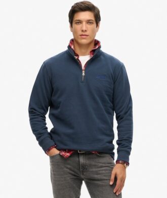 Felpa con mezza zip e logo Essential