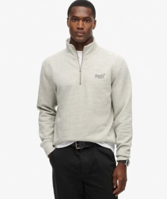 Felpa con mezza zip e logo Essential