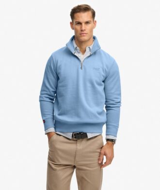 Felpa con mezza zip e logo Essential