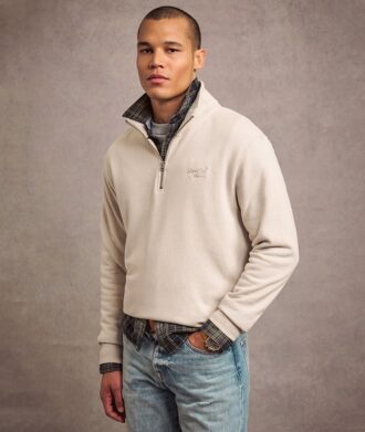 Felpa con mezza zip e logo Essential