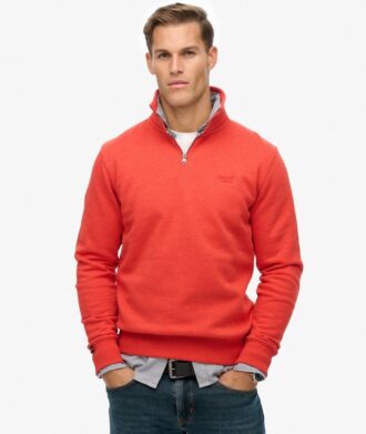 Felpa con mezza zip e logo Essential