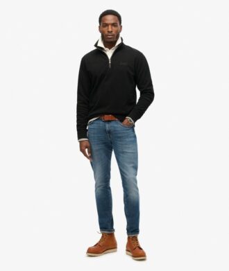 Felpa con mezza zip e logo Essential