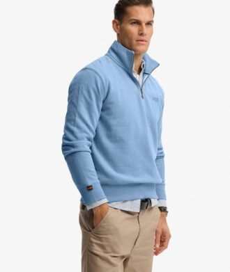 Felpa con mezza zip e logo Essential