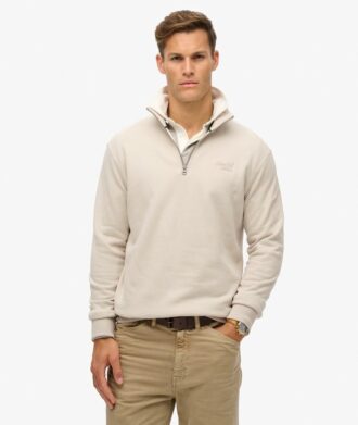 Felpa con mezza zip e logo Essential
