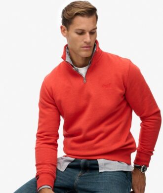 Felpa con mezza zip e logo Essential