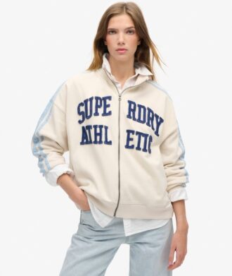 Felpa con zip ampia e applicazioni Athletic Essentials