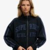 Felpa con zip ampia e applicazioni Athletic Essentials Felpa con zip ampia e applicazioni Athletic Essentials