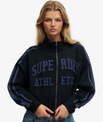 Felpa con zip ampia e applicazioni Athletic Essentials