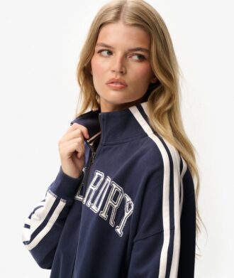 Felpa con zip ampia e applicazioni Athletic Essentials