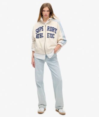 Felpa con zip ampia e applicazioni Athletic Essentials