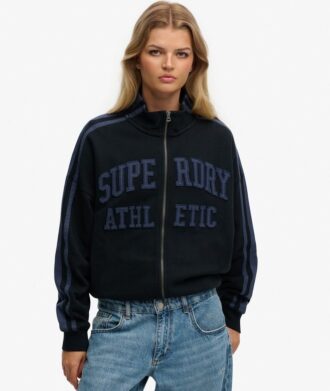Felpa con zip ampia e applicazioni Athletic Essentials