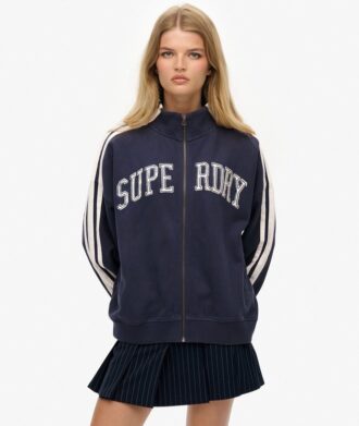 Felpa con zip ampia e applicazioni Athletic Essentials