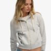 Felpa corta con cappuccio e zip con logo Essential