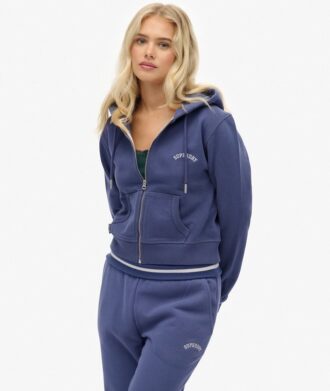 Felpa corta con cappuccio e zip con logo Essential