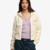 Felpa corta con cappuccio e zip con logo Essential