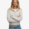 Felpa corta con cappuccio e zip con logo Essential