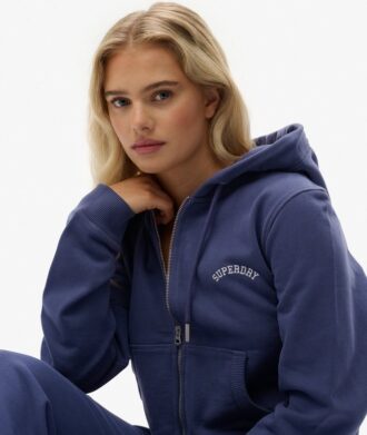 Felpa corta con cappuccio e zip con logo Essential