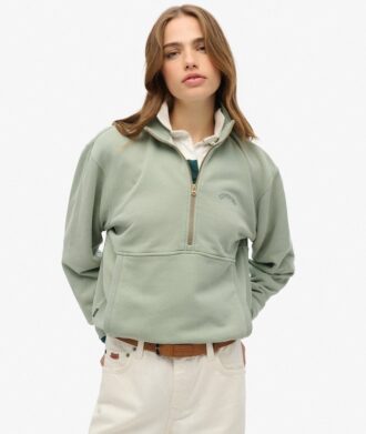 Felpa oversize con mezza zip e logo Essential