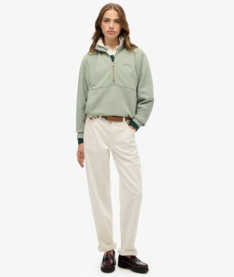 Felpa oversize con mezza zip e logo Essential