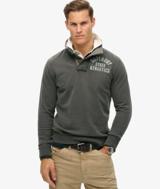 Felpa Vintage atletica con mezzo bottone