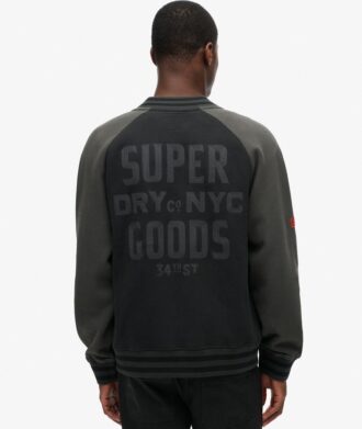 Giacca bomber in jersey con grafica College