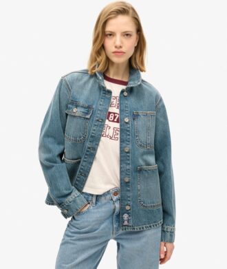 Giacca da lavoro in denim ricamata