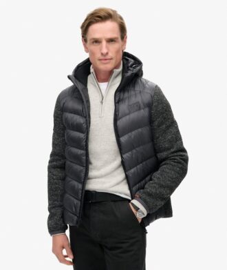 Giacca ibrida in maglia con cappuccio