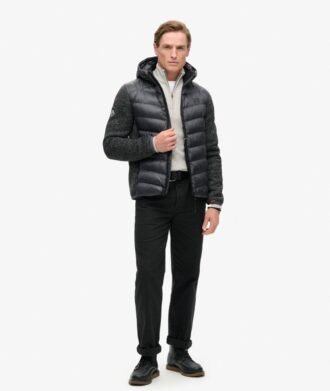 Giacca ibrida in maglia con cappuccio