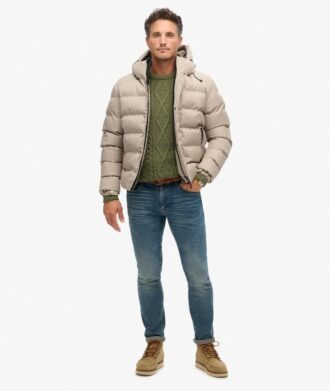 Giacca sportiva Puffer in tweed con cappuccio