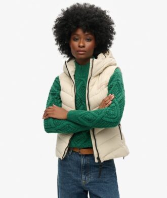Gilet imbottito in microfibra con cappuccio