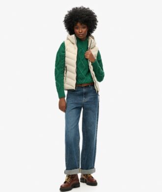 Gilet imbottito in microfibra con cappuccio