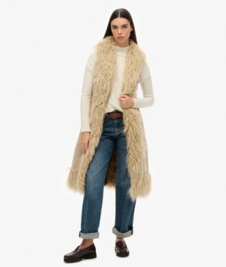Gilet lungo afgano in pelliccia sintetica