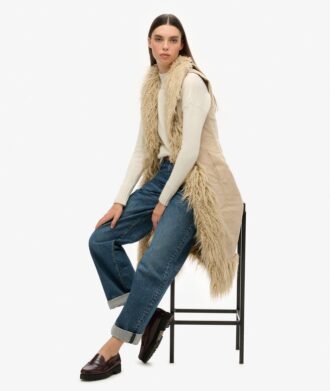 Gilet lungo afgano in pelliccia sintetica