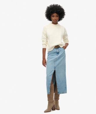 Gonna lunga a spacco in denim