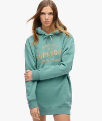 Hooded Metallic Logo Dress