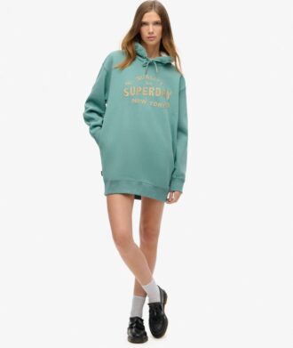 Hooded Metallic Logo Dress