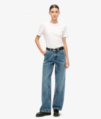 Jeans da carpentiere in denim a vita media