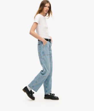 Jeans da carpentiere in denim a vita media