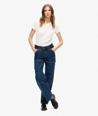 Jeans da carpentiere in denim a vita media in Organic Cotton