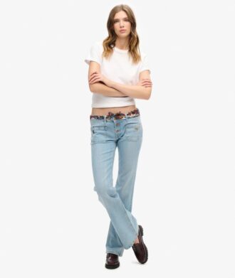 Jeans slim a zampa d’elefante Vintage in Organic Cotton