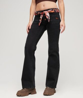 Jeans slim a zampa d’elefante Vintage in Organic Cotton
