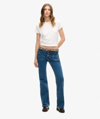 Jeans slim a zampa d’elefante Vintage in Organic Cotton