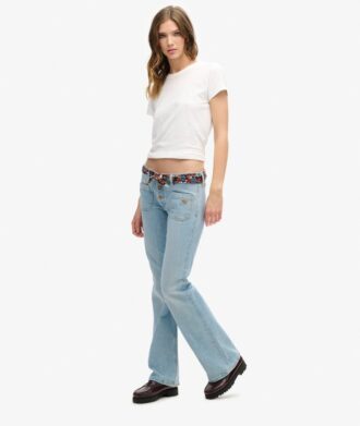 Jeans slim a zampa d’elefante Vintage in Organic Cotton