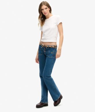 Jeans slim a zampa d’elefante Vintage in Organic Cotton