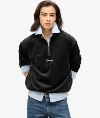 Maglia in velluto Country Club con mezza zip