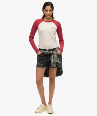 Maglietta a maniche lunghe con logo Essential a costine