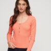 Maglietta Henley a maniche lunghe a costine