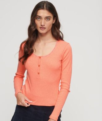 Maglietta Henley a maniche lunghe a costine