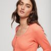 Maglietta Henley a maniche lunghe a costine