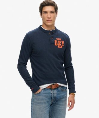Maglietta Henley Vintage a maniche lunghe